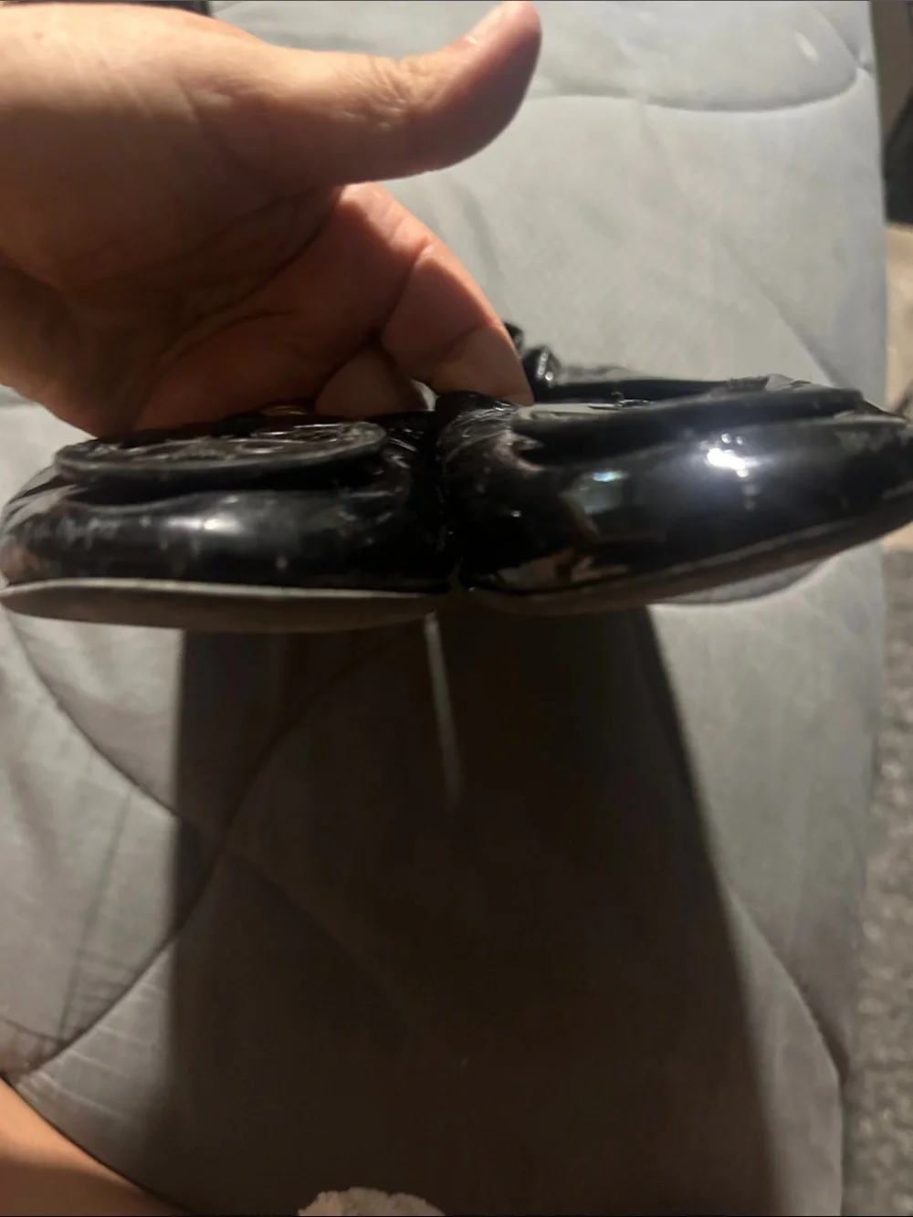Tory Burch Black Patent Logo Round-Toe Ballet Flats